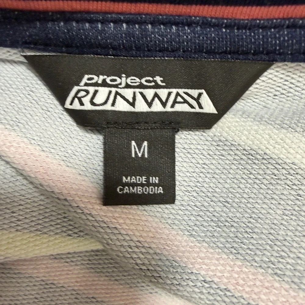 Project RUNWAY Multicolor Striped Blouse| Drawstring Sleeves| Bubble Hem Size M - Picture 10 of 11